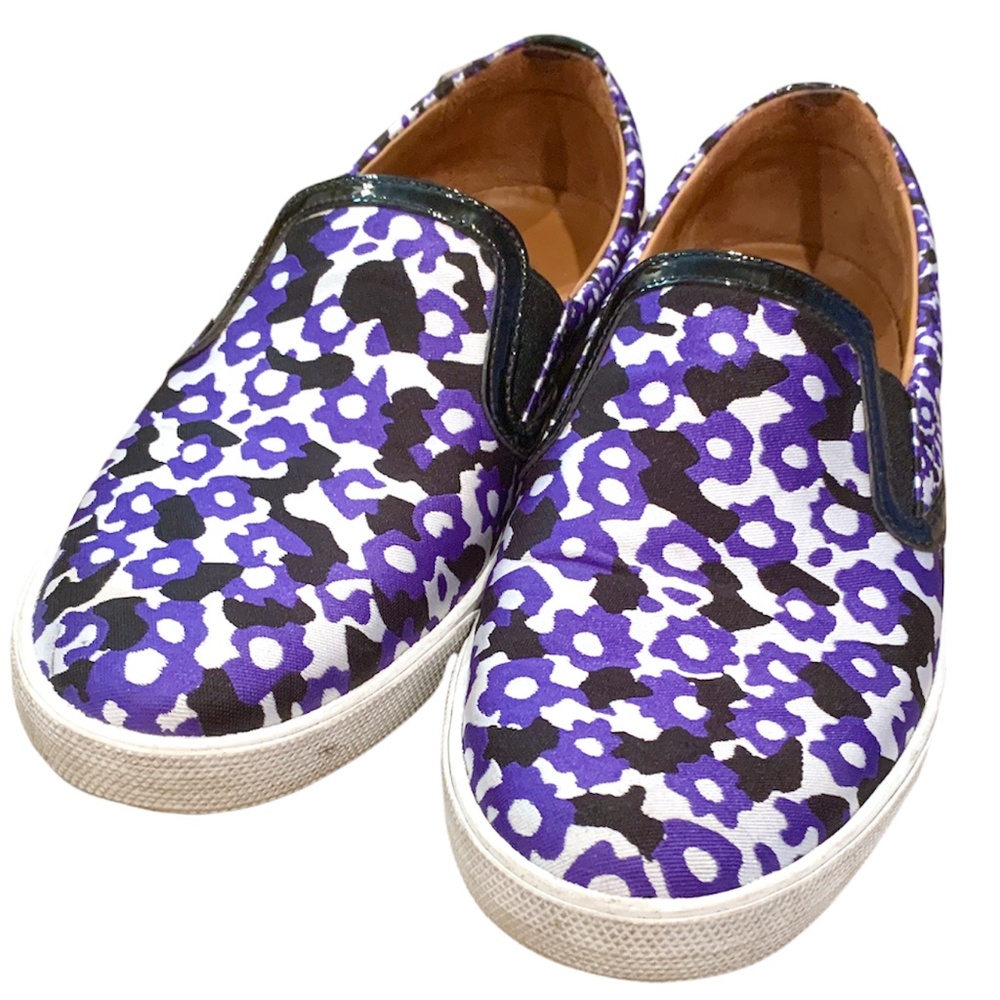 Jimmy Choo Demi Violet Floral Printed Jacquard Slip On Sneakers - Picture 3 of 14